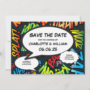 Save The Date Comic Book Modern Fun Mariage Enregistrer La Date