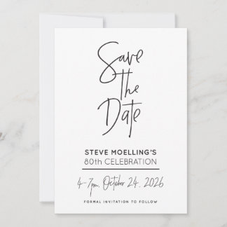 Save The Date COMMANDE PERSONNALISÉE 80e anniversaire de Steve