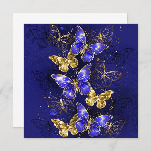 Save The Date Composition avec papillons Sapphire (Devant / Derrière)