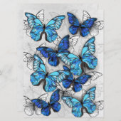 Save The Date Composition des White and Blue Butterflies (Devant / Derrière)