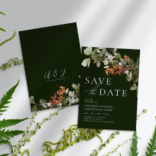 Save The Date Compositions Florales à l'Aquarelle Mariage Vert