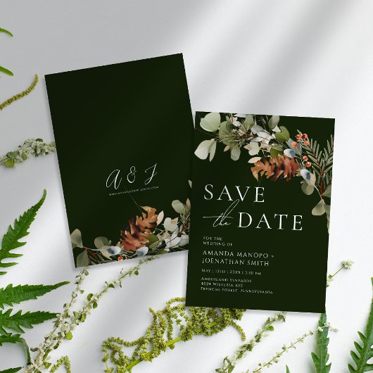 Save The Date Compositions Florales à l'Aquarelle Mariage Vert