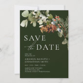 Save The Date Compositions Florales à l'Aquarelle Mariage Vert (Devant)