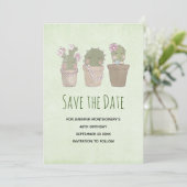 Save The Date Conception aquarelle de trio de cactus souriants m (Debout devant)