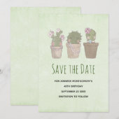 Save The Date Conception aquarelle de trio de cactus souriants m (Devant / Derrière)