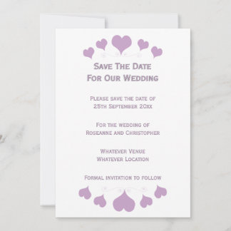 Save The Date Conception de cœurs de lilas pour mariage