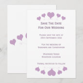 Save The Date Conception de cœurs de lilas pour mariage (Devant / Derrière)
