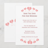 Save The Date Conception de cœurs roses pour mariage (Devant / Derrière)