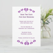 Save The Date Conception de cœurs violets pour un mariage (Debout devant)