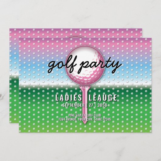 Save The Date Conception de fête de golf pour dames élégantes (Devant / Derrière)