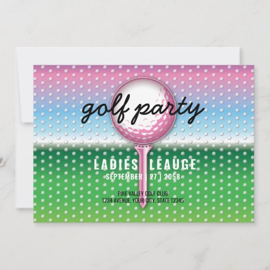 Save The Date Conception de fête de golf pour dames élégantes (Devant)