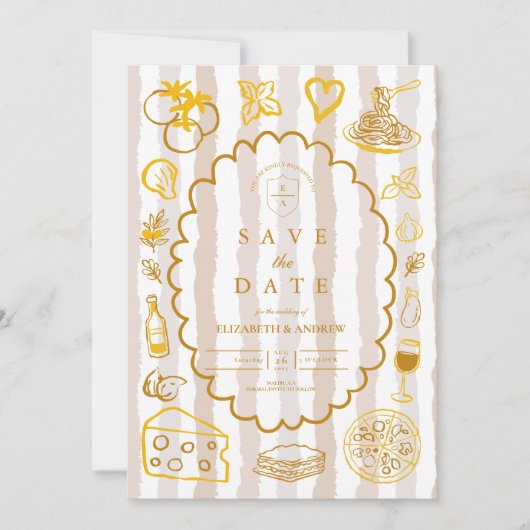 Save The Date Conception de Mariage alimentaire italien neutre (Devant)