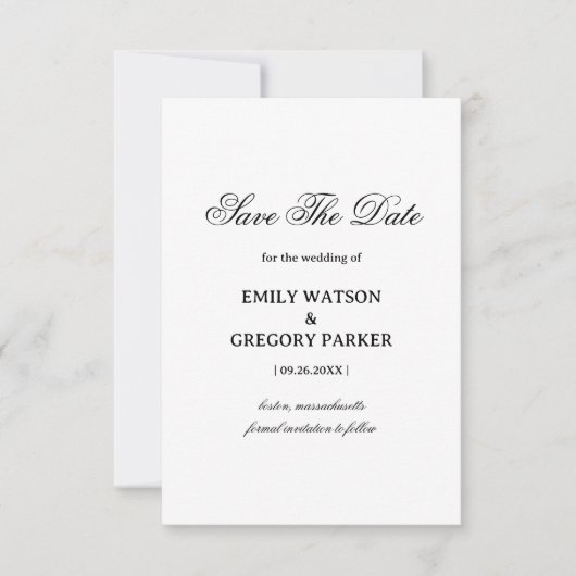 Save The Date Conception de mariage élégante minimaliste (Devant)
