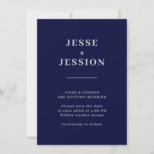 Save The Date Conception de mariage minimaliste scandinave Navy