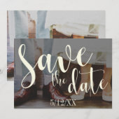 Save The Date Conception de typographie de photo romantique douc (Devant / Derrière)