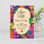 Save The Date Conception Florale Feuilles Tropicales (Debout devant)