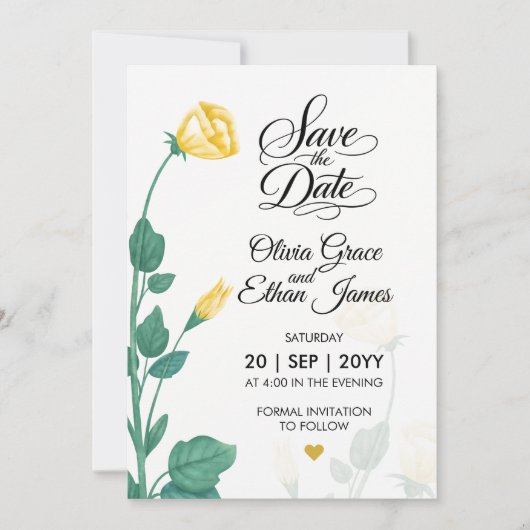 Save The Date Conception florale Fleurs jaunes (Devant)