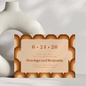 Save The Date Conception Rétro Groovy 70s Mariage Bohème Marron