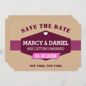 Save The Date Conception rétro violet minimale Enregistrer la ca (Devant / Derrière)