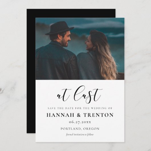 Save The Date Conception simple et élégante Dernière photo (Devant / Derrière)