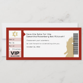 Save The Date Concert Billet Bat mitzvah Crimson Rouge