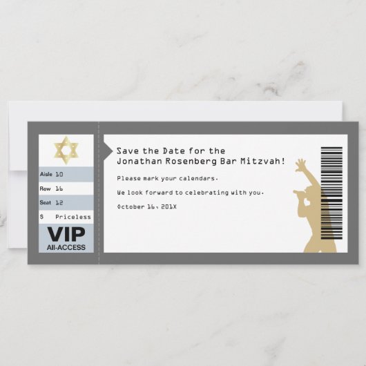 Save The Date Concert Ticket Bar Mitzvah Enregistrer la date en  (Devant)