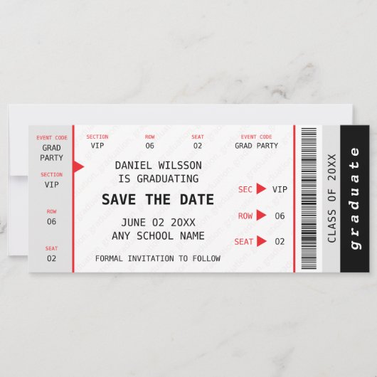 Save The Date Concert Ticket Music Gig Graduation Unique 2025 (Devant)