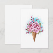 Save The Date Cône rose Sakura crème glacée gaufre (Devant / Derrière)