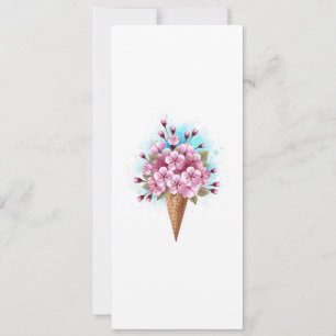 Save The Date Cône rose Sakura crème glacée gaufre