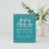 Save The Date Confetti, 40e anniversaire de Mariage Turquoise d' (Debout devant)
