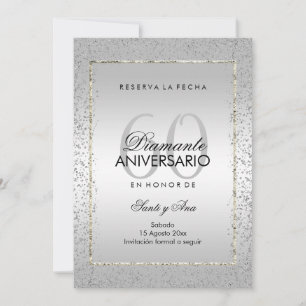 Save The Date Confetti Argenté Élégant 60 Mariage