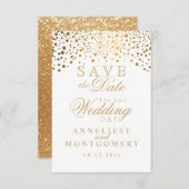 Save The Date Confetti blanc & or & Parties scintillant Enregist (Devant / Derrière)