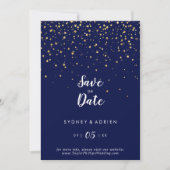 Save The Date Confetti d'or | Mariage Marine Enregistrer La Date (Devant)