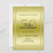 Save The Date Confetti Doré Élégant 50 ans de Mariage (Devant)