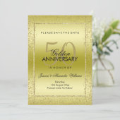 Save The Date Confetti Doré Élégant 50 ans de Mariage (Debout devant)