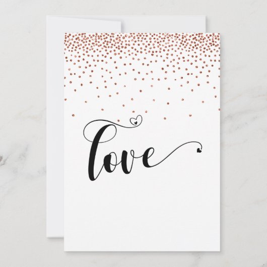 Save The Date Confetti en cuivre et calligraphie avec coeur (Dos)
