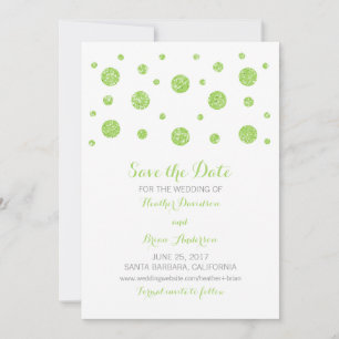 Save The Date Confetti Parties scintillant verte Enregistrer l'I