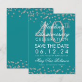 Save The Date Confettis de 40e anniversaire de mariage sarcelle (Devant / Derrière)