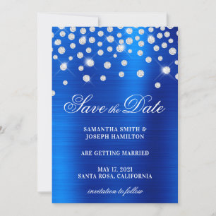 Save The Date Confettis Diamants Grosse Taille Royal Bleu Ombré