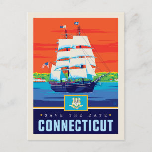 Save the date   Connecticut Uitnodiging Briefkaart