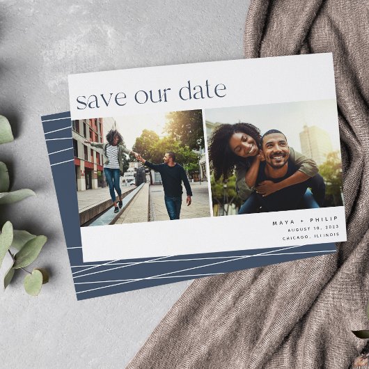 Save The Date Connexion | Photo moderne Décontracté à deux photo