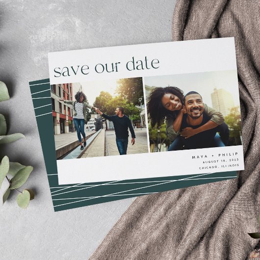 Save The Date Connexion | Photo moderne Décontracté à deux photo
