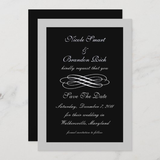 Save The Date Conte Fée Argent Enregistrer La Date (Devant / Derrière)