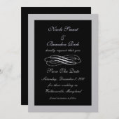 Save The Date Conte Fée Argent Enregistrer La Date (noir) (Devant / Derrière)