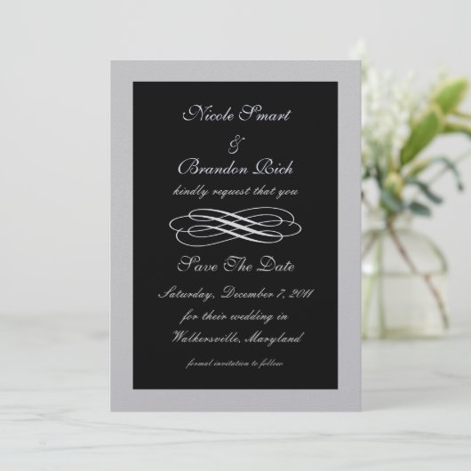 Save The Date Conte Fée Argent Enregistrer La Date (noir) (Debout devant)