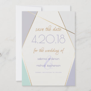 Save The Date Contemporain Moderne Géométrique Stripes Mint Viol