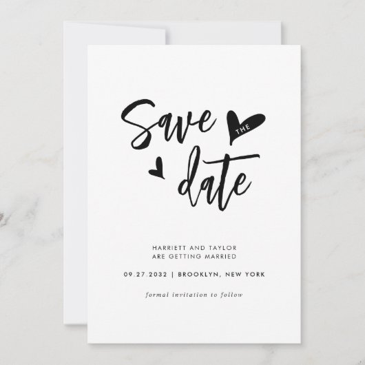 Save The Date Contemporary Lovely Heart Photo QR Code Mariage (Devant)