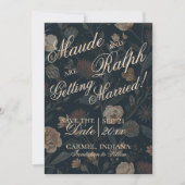 Save The Date Contemporary Modern Photo Black Floral Wedding (Devant)
