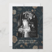 Save The Date Contemporary Modern Photo Black Floral Wedding (Dos)