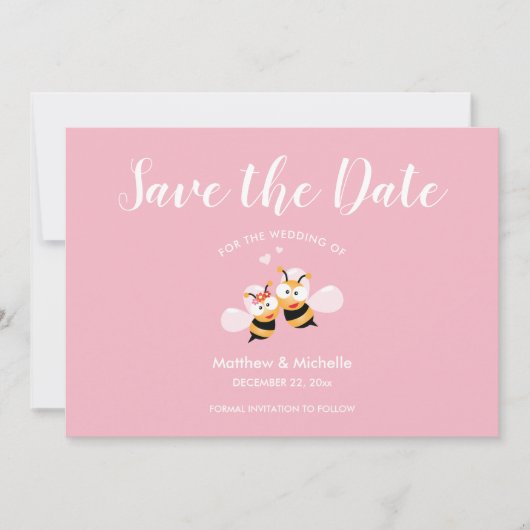 Save The Date Convient À Être Élégant Mariage rose (Devant)
